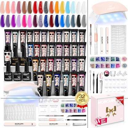 Morovan Poly Gel Nail Kit for Pretty Gift – Complete Extension Gel Nail Set with Nail Lamp, Slip Solution, and Professional Manicure Tools for Beginners at Home Avelisse