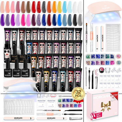 Morovan Poly Gel Nail Kit for Pretty Gift – Complete Extension Gel Nail Set with Nail Lamp, Slip Solution, and Professional Manicure Tools for Beginners at Home Avelisse