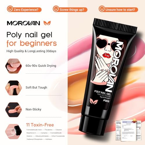 Morovan Poly Gel Nail Kit for Pretty Gift – Complete Extension Gel Nail Set with Nail Lamp, Slip Solution, and Professional Manicure Tools for Beginners at Home Avelisse