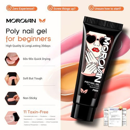 Morovan Poly Gel Nail Kit for Pretty Gift – Complete Extension Gel Nail Set with Nail Lamp, Slip Solution, and Professional Manicure Tools for Beginners at Home Avelisse
