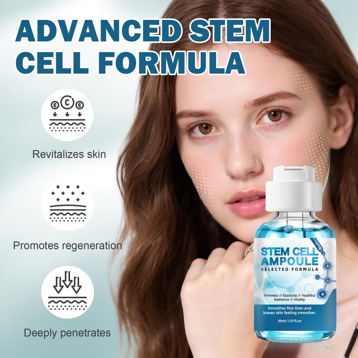 Stem Cell Serum for Face – 2 Pack Microneedling Serum Ampoule Booster for Anti-Aging, Wrinkles, Scars, Hydration & Rejuvenation, 1 fl oz Each Avelisse