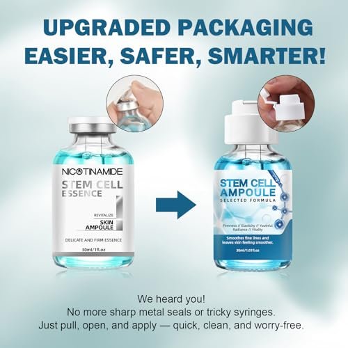 Stem Cell Serum for Face – 2 Pack Microneedling Serum Ampoule Booster for Anti-Aging, Wrinkles, Scars, Hydration & Rejuvenation, 1 fl oz Each Avelisse