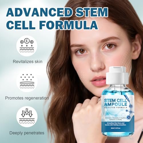 Stem Cell Serum for Face – 2 Pack Microneedling Serum Ampoule Booster for Anti-Aging, Wrinkles, Scars, Hydration & Rejuvenation, 1 fl oz Each Avelisse