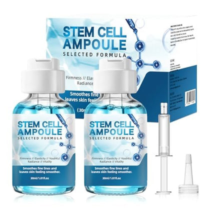 Stem Cell Serum for Face – 2 Pack Microneedling Serum Ampoule Booster for Anti-Aging, Wrinkles, Scars, Hydration & Rejuvenation, 1 fl oz Each Avelisse