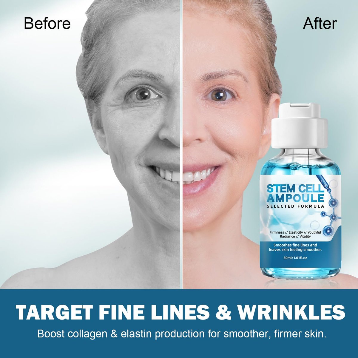 Stem Cell Serum for Face – 2 Pack Microneedling Serum Ampoule Booster for Anti-Aging, Wrinkles, Scars, Hydration & Rejuvenation, 1 fl oz Each Avelisse
