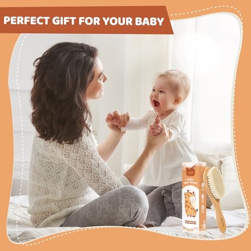 VALENTISE Wooden Baby Hair Brush - Soft Bristle Brush for Cradle Cap, Natural Toddler Hair Brush for Newborns - görsel 12