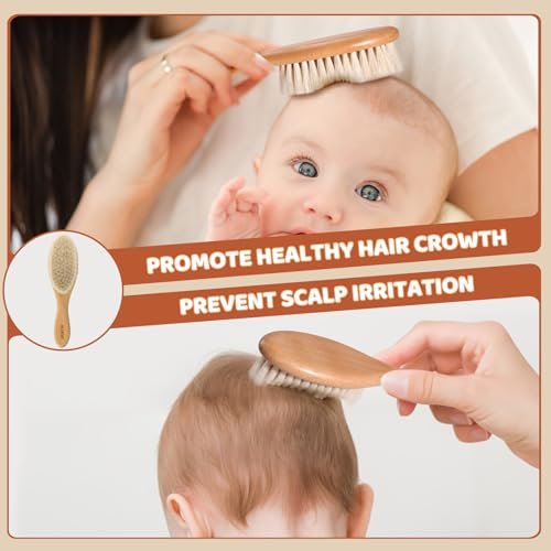 VALENTISE Wooden Baby Hair Brush - Soft Bristle Brush for Cradle Cap, Natural Toddler Hair Brush for Newborns - görsel 10