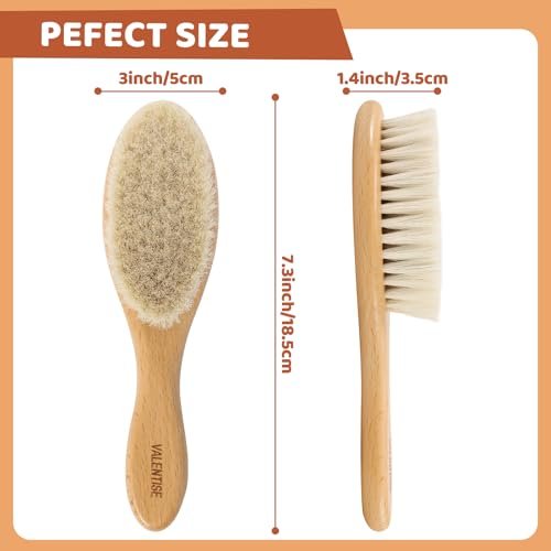 VALENTISE Wooden Baby Hair Brush - Soft Bristle Brush for Cradle Cap, Natural Toddler Hair Brush for Newborns - görsel 8