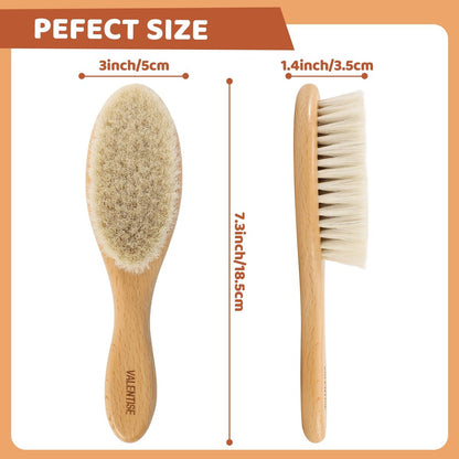 VALENTISE Wooden Baby Hair Brush - Soft Bristle Brush for Cradle Cap, Natural Toddler Hair Brush for Newborns