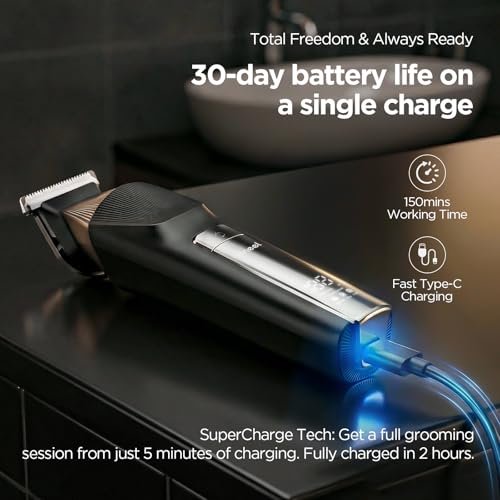 Yineel HC600 Beard Trimmer for Men - All-in-One Cordless Grooming Kit, Waterproof Electric Razor & Hair Clipper for Face, Mustache, Body, Nose Hair Trimming, Precision Blades, 17 Piece Set, Black Avelisse