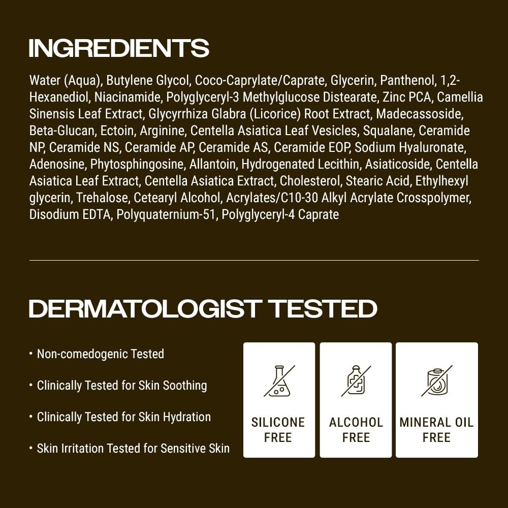 YUMU Cica Exosome Zinc Blemish Relief Cream - Face Moisturizer for Sensitive, Acne-Prone Skin - Lightweight, Oil-Free, Barrier Repair & Hydration - Korean Skincare (80 ml/2.70 fl.oz.) Avelisse