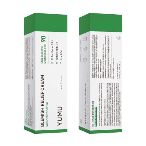 YUMU Cica Exosome Zinc Blemish Relief Cream - Face Moisturizer for Sensitive, Acne-Prone Skin - Lightweight, Oil-Free, Barrier Repair & Hydration - Korean Skincare (80 ml/2.70 fl.oz.) Avelisse