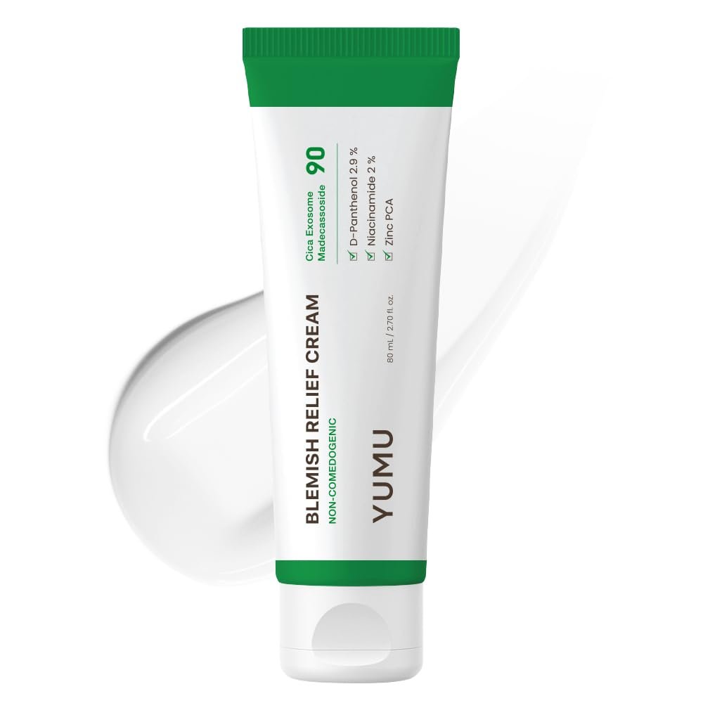 YUMU Cica Exosome Zinc Blemish Relief Cream - Face Moisturizer for Sensitive, Acne-Prone Skin - Lightweight, Oil-Free, Barrier Repair & Hydration - Korean Skincare (80 ml/2.70 fl.oz.) Avelisse