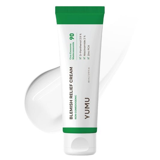 YUMU Cica Exosome Zinc Blemish Relief Cream - Face Moisturizer for Sensitive, Acne-Prone Skin - Lightweight, Oil-Free, Barrier Repair & Hydration - Korean Skincare (80 ml/2.70 fl.oz.) Avelisse