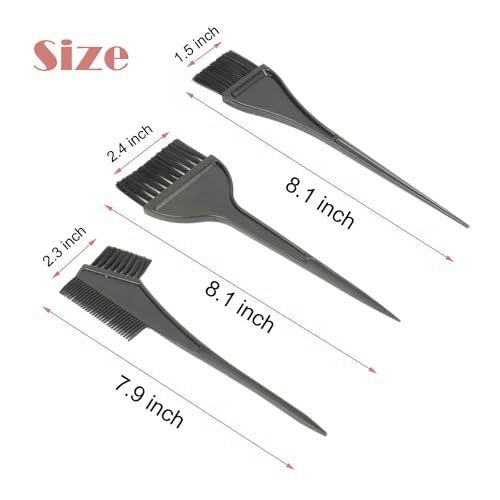JFFX 4-Piece Hair Dye Color Brush and Bowl Set – Professional Salon Highlighting Tools for At-Home Hair Coloring (Black) - görsel 6