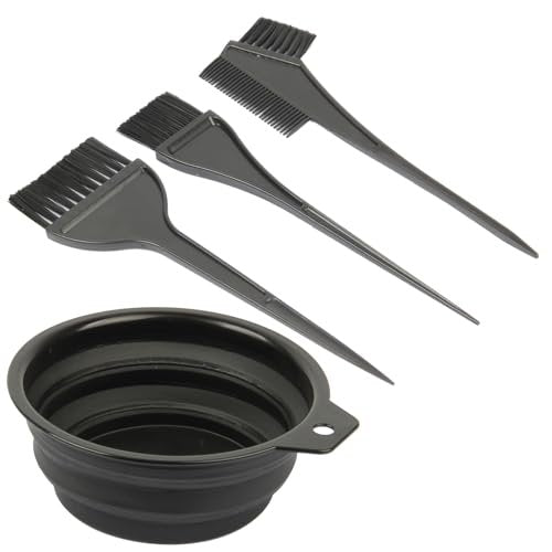 JFFX 4-Piece Hair Dye Color Brush and Bowl Set – Professional Salon Highlighting Tools for At-Home Hair Coloring (Black) - görsel 2