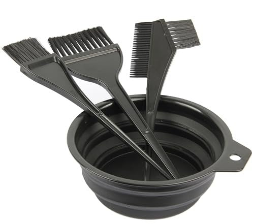JFFX 4-Piece Hair Dye Color Brush and Bowl Set – Professional Salon Highlighting Tools for At-Home Hair Coloring (Black) - görsel 8