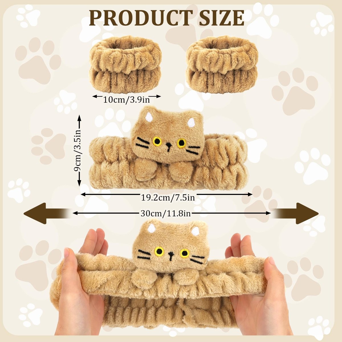 AMCAMI Spa Headband 3-Pack: Soft Plush Cat Ear Makeup Headbands for Women – Skincare Face Wash Hair Band for Daily Self-Care & Styling - görsel 3