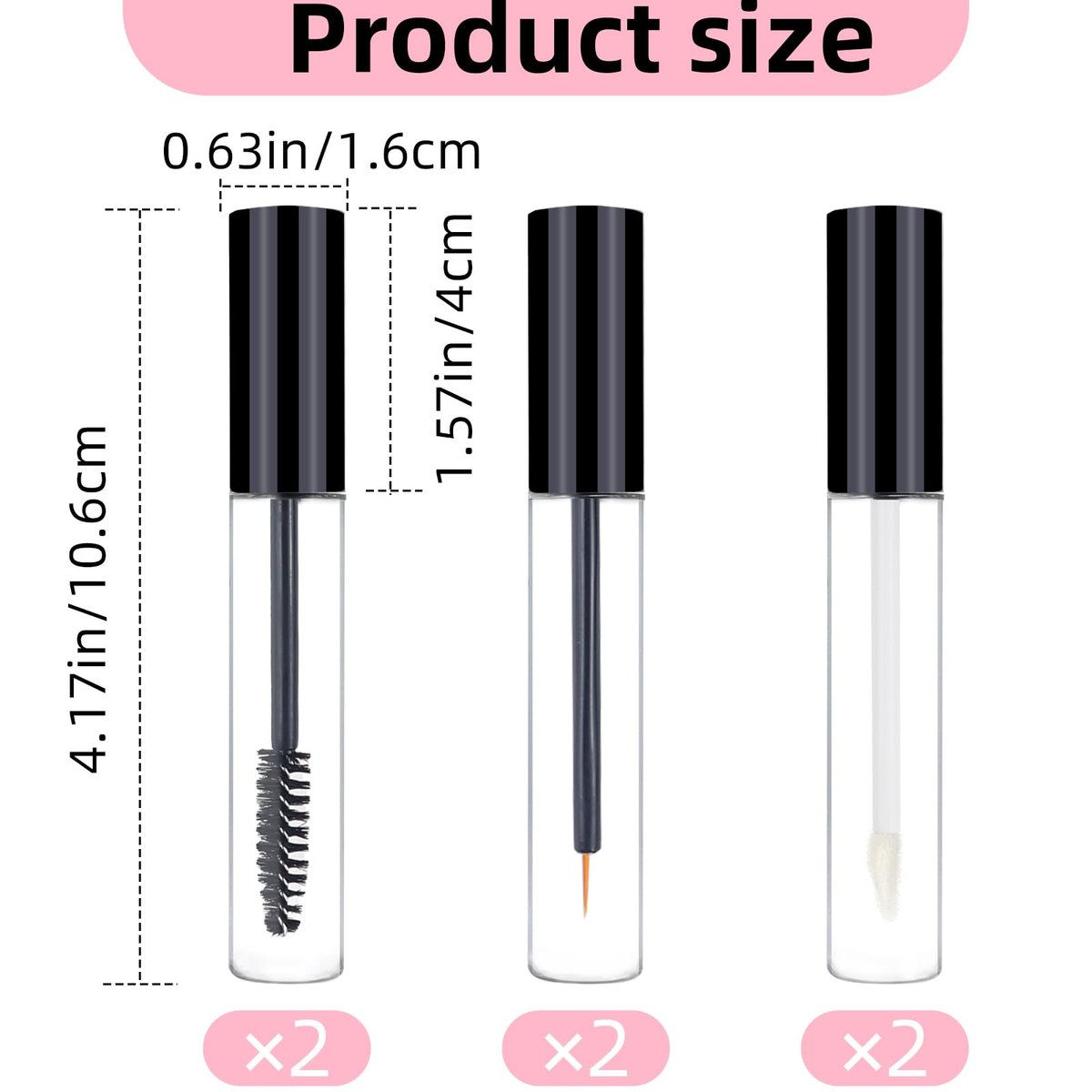 6PCS 10ml Empty Mascara Tubes, Empty Eyeliner Tubes and Empty Lip Gloss Tubes with Rubber Inserts - Ideal for DIY Cosmetics, Travel and Daily Use (Black) Avelisse