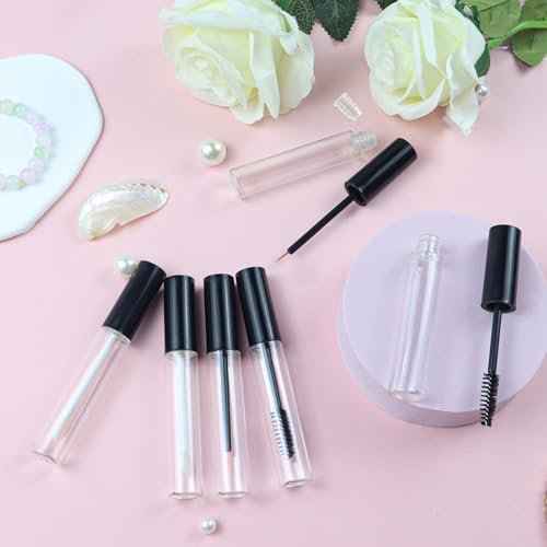6PCS 10ml Empty Mascara Tubes, Empty Eyeliner Tubes and Empty Lip Gloss Tubes with Rubber Inserts - Ideal for DIY Cosmetics, Travel and Daily Use (Black) Avelisse
