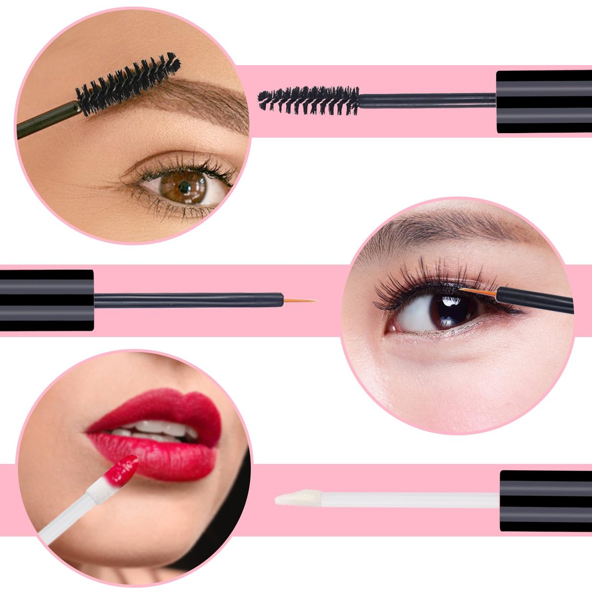 6PCS 10ml Empty Mascara Tubes, Empty Eyeliner Tubes and Empty Lip Gloss Tubes with Rubber Inserts - Ideal for DIY Cosmetics, Travel and Daily Use (Black) Avelisse