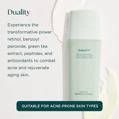 Marini SkinSolutions Duality Benzoyl Peroxide 10% Acne Treatment Cream & Anti-Aging Retinol - Reduce Acne, Blemishes, Fine Lines & Wrinkles - Cruelty Free - Made in USA - 1 oz Avelisse