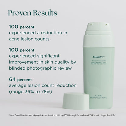 Marini SkinSolutions Duality Benzoyl Peroxide 10% Acne Treatment Cream & Anti-Aging Retinol - Reduce Acne, Blemishes, Fine Lines & Wrinkles - Cruelty Free - Made in USA - 1 oz Avelisse