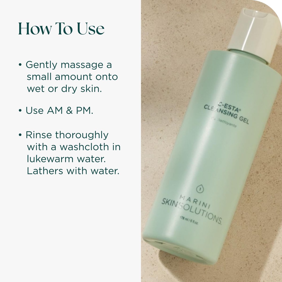 Marini SkinSolutions C-ESTA Cleansing Gel - Vitamin C Face Cleanser with DMAE - Cruelty Free - Made in USA - 6 fl oz Avelisse