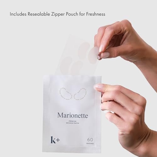 KPLUS K+ Wrinkle Patches for Marionette & Smile Lines – 60 Count Overnight Facial Stickers with Hyaluronic Acid, Adenosine & Peptides Avelisse