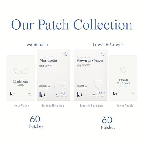 KPLUS K+ Wrinkle Patches for Marionette & Smile Lines – 60 Count Overnight Facial Stickers with Hyaluronic Acid, Adenosine & Peptides Avelisse