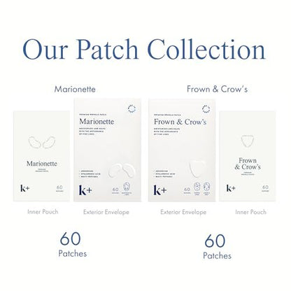 KPLUS K+ Wrinkle Patches for Marionette & Smile Lines – 60 Count Overnight Facial Stickers with Hyaluronic Acid, Adenosine & Peptides Avelisse