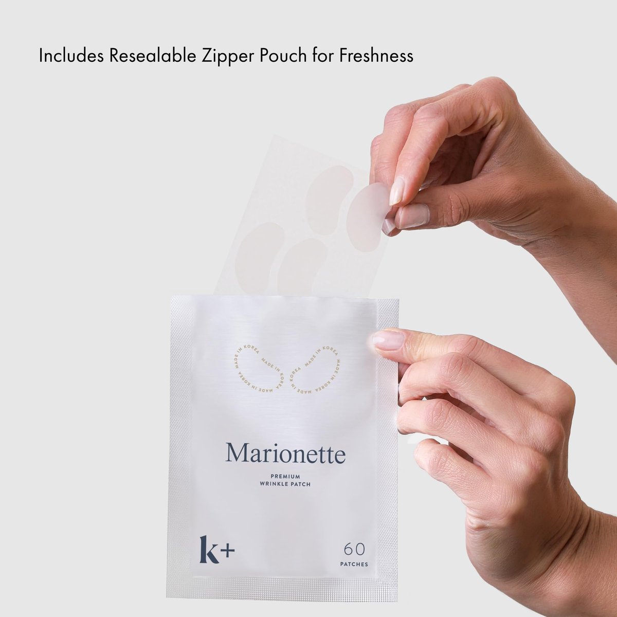 KPLUS K+ Wrinkle Patches for Marionette & Smile Lines – 60 Count Overnight Facial Stickers with Hyaluronic Acid, Adenosine & Peptides Avelisse