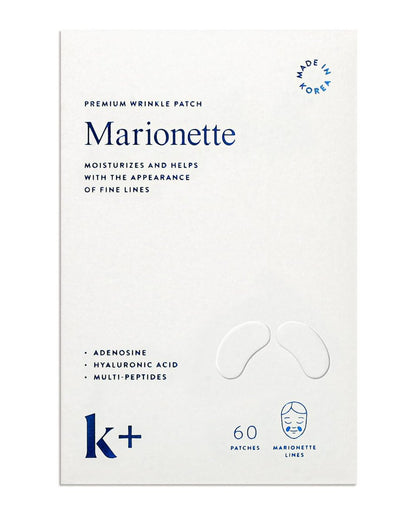 KPLUS K+ Wrinkle Patches for Marionette & Smile Lines – 60 Count Overnight Facial Stickers with Hyaluronic Acid, Adenosine & Peptides Avelisse