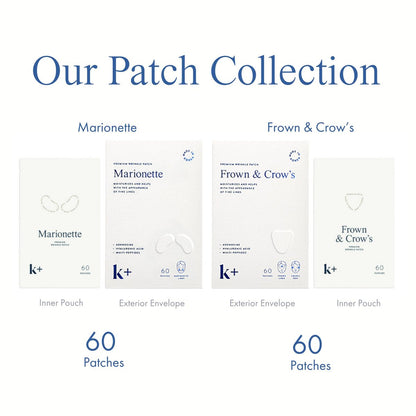 KPLUS K+ Wrinkle Patches for Marionette & Smile Lines – 60 Count Overnight Facial Stickers with Hyaluronic Acid, Adenosine & Peptides Avelisse