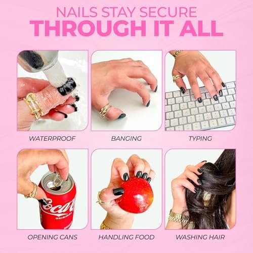 LUXXI Brush On Nail Glue for Press On Nails - Precision Applicator, Quick Air Dry Adhesive for Nail Tips, Artificial & Acrylic, Long Wear Hold, No UV Lamp Needed | Pink Gel - 0.24oz - görsel 6