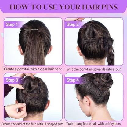 300 Pcs Bobby Pins Hair Pins Kit with Storage Box - Brown Non-Slip Bobby Pins, Invisible Hair Pins, and Clear Hair Elastics for All Hair Types