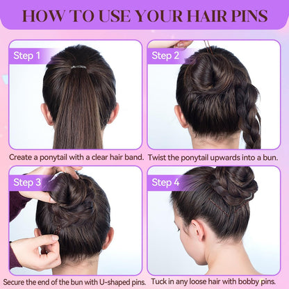 300 Pcs Bobby Pins Hair Pins Kit with Storage Box - Brown Non-Slip Bobby Pins, Invisible Hair Pins, and Clear Hair Elastics for All Hair Types
