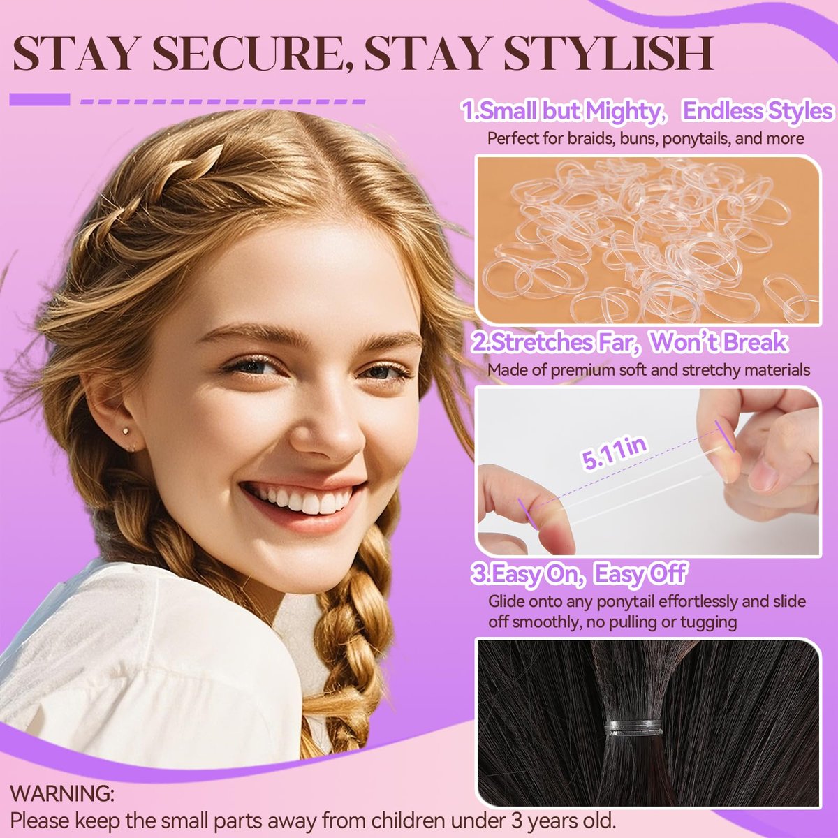300 Pcs Bobby Pins Hair Pins Kit with Storage Box - Brown Non-Slip Bobby Pins, Invisible Hair Pins, and Clear Hair Elastics for All Hair Types - görsel 8