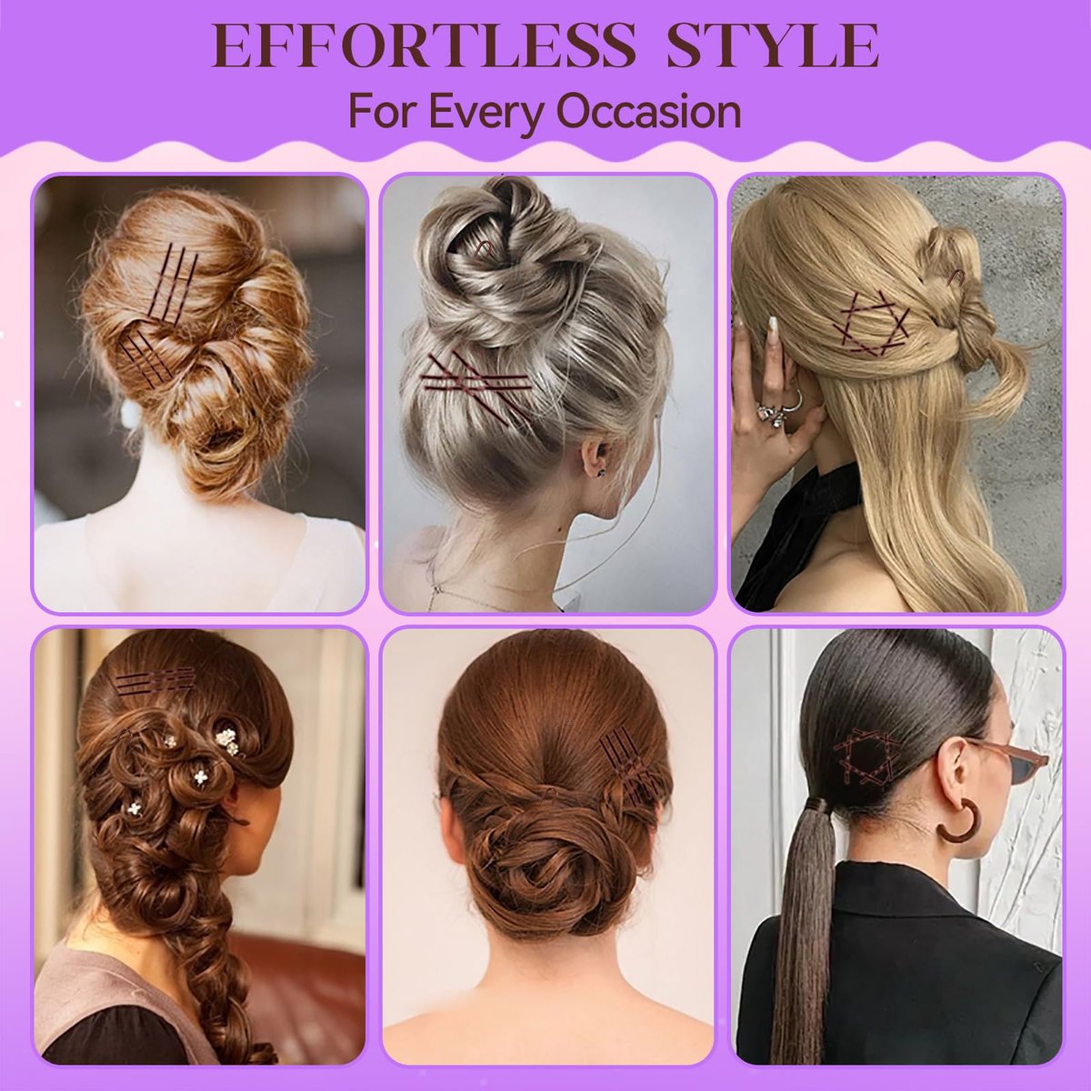 300 Pcs Bobby Pins Hair Pins Kit with Storage Box - Brown Non-Slip Bobby Pins, Invisible Hair Pins, and Clear Hair Elastics for All Hair Types - görsel 10