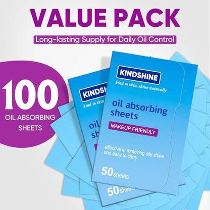 KINESHINE 150P High-Performance Oil Absorbing Sheets for Face – Makeup Friendly Blotting Papers for Oily Skin