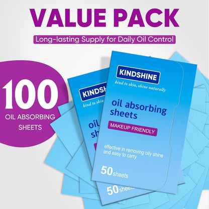 KINESHINE 150P High-Performance Oil Absorbing Sheets for Face – Makeup Friendly Blotting Papers for Oily Skin