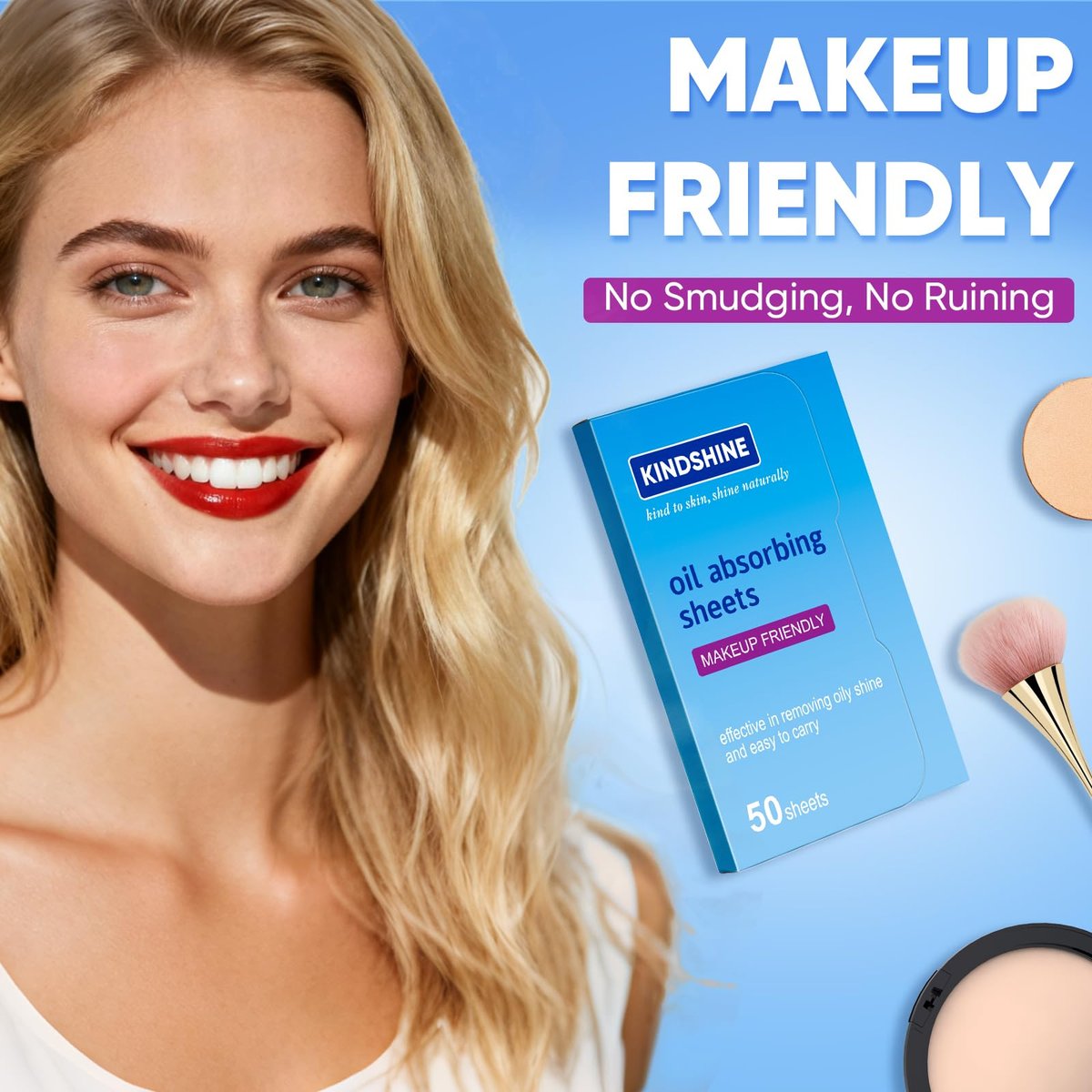 KINESHINE 150P High-Performance Oil Absorbing Sheets for Face – Makeup Friendly Blotting Papers for Oily Skin - görsel 9