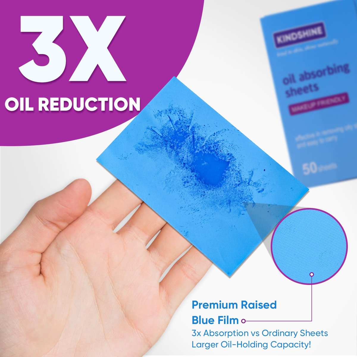 KINESHINE 150P High-Performance Oil Absorbing Sheets for Face – Makeup Friendly Blotting Papers for Oily Skin - görsel 5