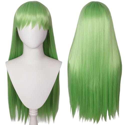Linfairy Long Light Green Wig 80cm – Premium High Temperature Fiber Wig for Halloween, Cosplay & Party - görsel 2
