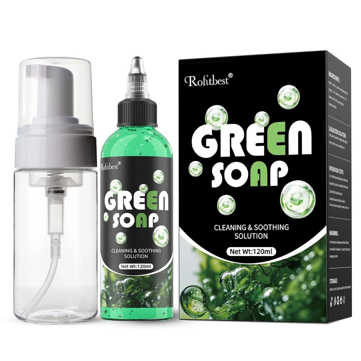 Rofitbest Green Tattoo Soap 4OZ with Foaming Bottle (120ml) – Tattoo Aftercare & Piercing Supplies - görsel 1