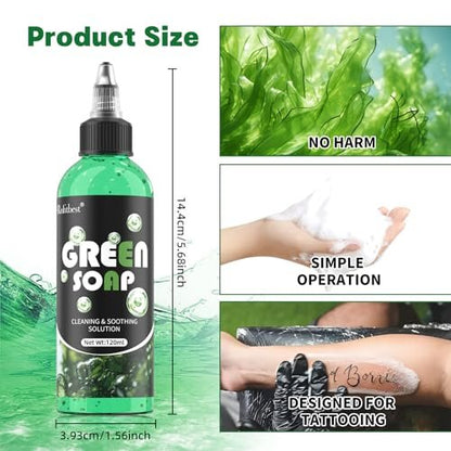 Rofitbest Green Tattoo Soap 4OZ with Foaming Bottle (120ml) – Tattoo Aftercare & Piercing Supplies