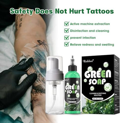 Rofitbest Green Tattoo Soap 4OZ with Foaming Bottle (120ml) – Tattoo Aftercare & Piercing Supplies