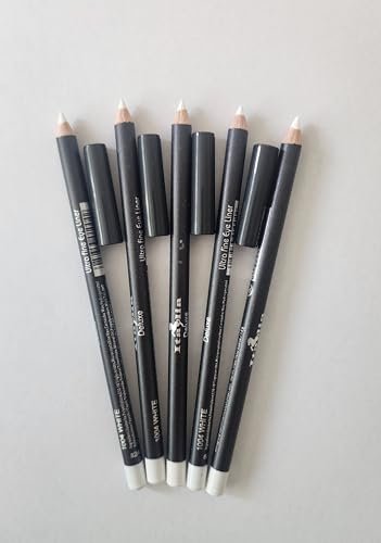 Italia Deluxe Fine Eyeliner Pencil 1004 White - 5 Piece Set with Sharpener - görsel 4