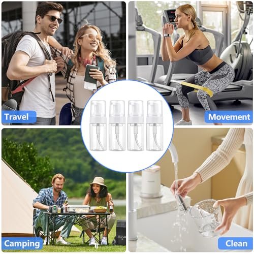 AskBed 4 Pack 3.4 Oz (100ml) TSA Approved Travel Size Foam Pump Bottles - Clear Leak Proof Travel Containers with Labels - görsel 12