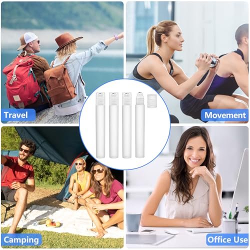 AskBed 4 Pack 0.34 Oz (10ml) Refillable Plastic Essential Oil Roller Bottles with Stainless Steel Roller Balls and Labels Avelisse